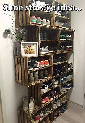 £195 • Buy Wooden Shoe Rack Pack Of 10 Handmade Vintage Style Cottage Storage Apple Crate *