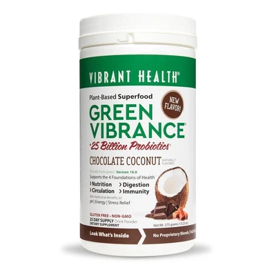$68.53 • Buy Vibrant Health Green Vibrance Chocolate Coconut 375 G (13.23 Oz) Powder