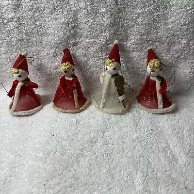 Vintage Spun Cotton/Tulle Pixie Girl Christmas Ornaments Lot 4 Japan AA41 • $8.99