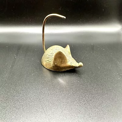 Vintage Brass Mouse Spike Tail Note Receipt Holder Paperweight 3.5 Inch Tall • $9.99