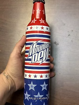 Mountain Dew Collectable Aluminum Long-Neck-- White Red & Blue Americana!! • $0.99