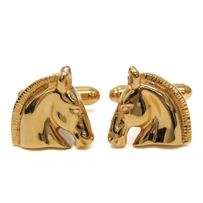 Hermes Metal Fixed Backing Cufflinks Gold Horse Cufflinks BF570113 • $398.20