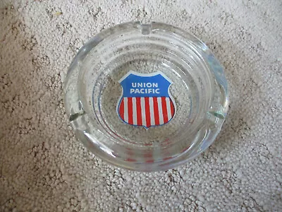 Vintage Union Pacific Railway Glass Ashtray Clear 4 1/2  Nos * • $9.99