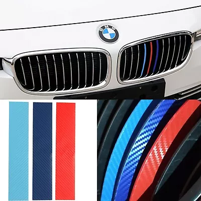 Carbon Fiber Tri-Color Grille Grill Vinyl Strip Sticker For BMW 1 3 4 5 X Series • $11.99