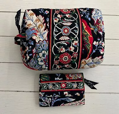 Vera Bradley Make-Up Cosmetic Bag Wallet Set Retired Versailles Pattern • $19.99