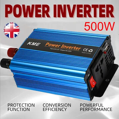 Power Inverter 500w Adapter Converter Dc 12v To Ac 230v 240v Car Chargers Trip • £12.99