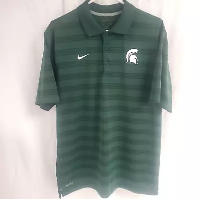 Michigan State Nike Dri-Fit Men's Polo Golf Shirt Green Striped Size Large • $21.99