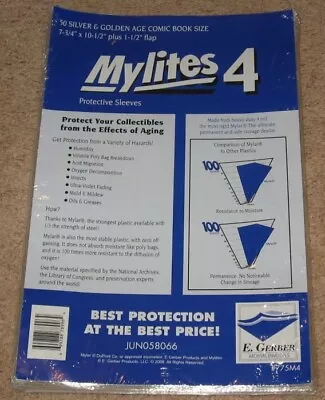 Pack Of 50 Mylites 4 Mil Mylar Dell/Silver Age Comic Book Bags 7.75x10.5 Sleeves • $27.99