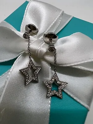 Tiffany & Co. Platinum Diamond Dangle Star Earrings PT 950 • $1848