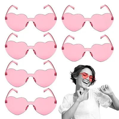 6-12pk Pink Love Heart Shaped Sunglasses Fancy Dress Party Festival Glasses Teen • £6.99