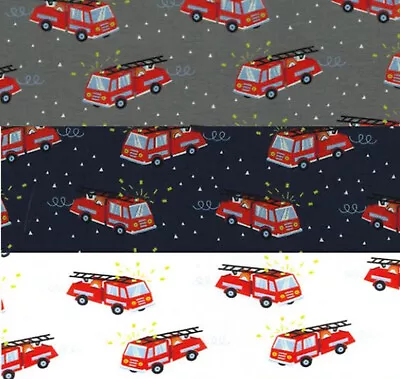 Children's Cotton Jersey Fabric Fire Engine Truck Stretch PJ'S Tshirts Leggings • £11.90