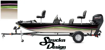 $264.99 • Buy Abstract Lines Curves Modern Graphic Fishing Vinyl Bass Fish Decal Boat Wrap Kit
