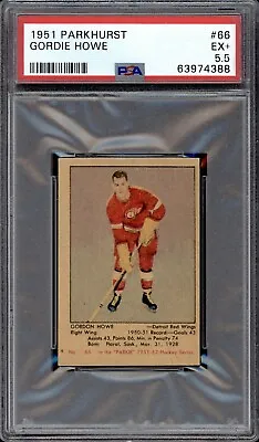 $20000 • Buy 1951 52 Parkhurst #66 Gordie Howe Rookie Card Psa 5.5 Ex+ Excellent+