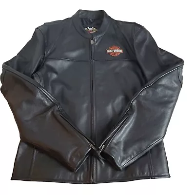 Harley Davidson Leather Jacket Mens Large Tall Black Leather Bar & Shield Biker • $199.99