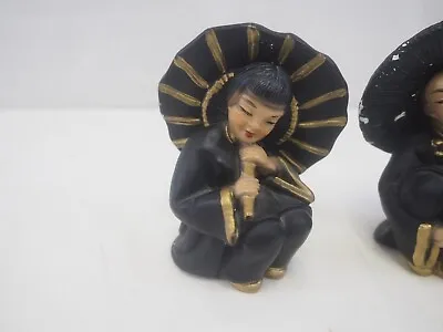 VTG MCM Universal Statuary Corp Chalkware Figurines Asian Couple Man Woman Kitch • $19.99