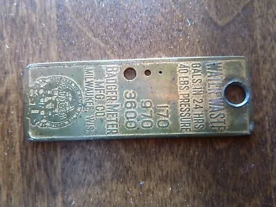 Vintage Badger Meter Mfg. Co. Brass Key Chain Tag • $16