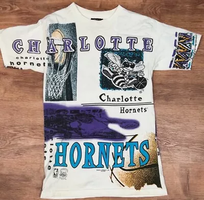 Vintage 90s Magic Johnson T’s All Over Charlotte Hornets Shirt AOP NBA Mens L • $249.95