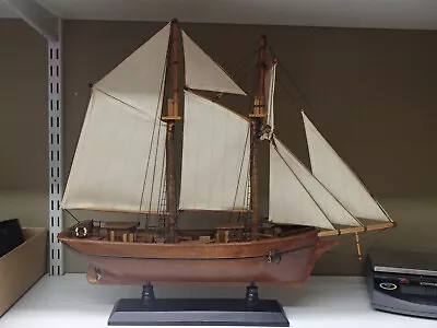 Wooden Model Ship Schooner Sailing Vessel 20-1/2  Long X 17-3/4  Tall • $40