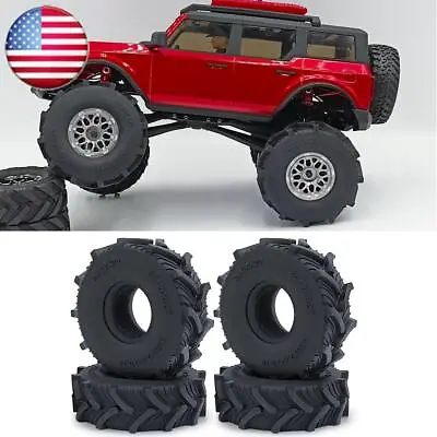 4PC 1.0  Soft Mud Terrain Rubber Tyre 1.0 Wheel Tire For 1/24 Axial SCX24 Bronco • $13.17