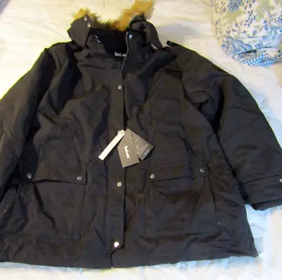 Soularge Mens Big & Tall Winter Coat SUPER Warm Padded Parka Faux Fur Hooded 3XL • $59.98