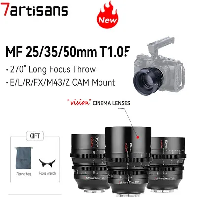 7artisans 25/35/50mm T1.05 APS-C Cinema Vision Lens For Fujifx SonyE Micro4/3 RF • £370