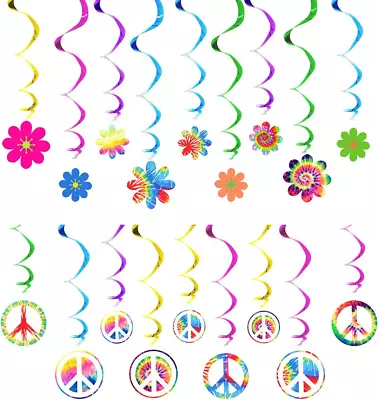 £8.72 • Buy 18 Pcs 60's Hippie Theme Party Foil Swirl Decorations 60s Groovy Party Retro For