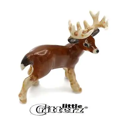 Little Critterz Brown - Deer  Buck  Animal - Miniature Porcelain Figurine • $12.99