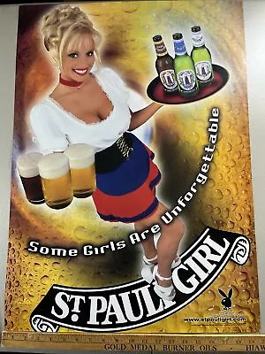 St Pauli Girl German Beer Poster Jamie Bergman Playboy Playmate Man Cave VTG • $24