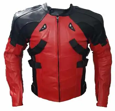 Deadpool Jacket Red Motorcycle Jacket Motorbike Jacket Leather Biker Jacket • $319