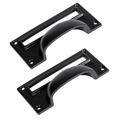 £5.95 • Buy 2x Filing Cabinet Cup Handle With Card Frame Cast Iron 100mm X 50mm Black