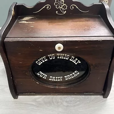 Vintage Bread Box Bin Container W/ Etched Glass Window & Drop Down Door | USA • $49.99