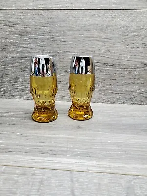 Vtg Amber Glass Salt And Pepper Shakers  • $16.99