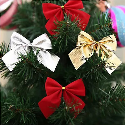 12pcs Christmas Decorations Simplicity Vibrant Color Diy Christmas Tree Bow-knot • $22.20