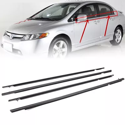 4PC Car Window Moulding Trim Weatherstrips Seal Fit For Honda Civic Sedan 06-11 • $29.99