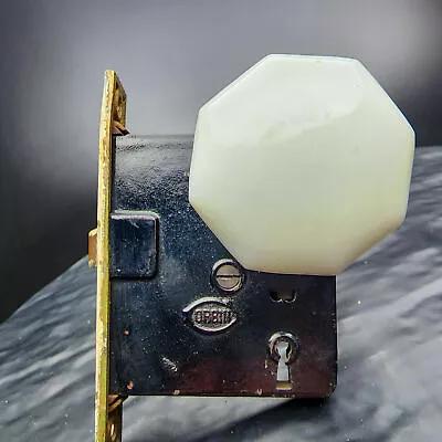 Vintage White Milk Glass Door Knob Set Skeleton Key Hardware Home Decor 🚪🔑 • $79.16