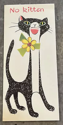 Very Retro Black Cat W/ Flower No Kitten Vintage American Greeting Birthday Card • $3.50