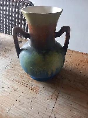 Vintage EMPIRE WARE Pottery Vase 18cm Tall Green Blue FREEPOST UK VGC • £12