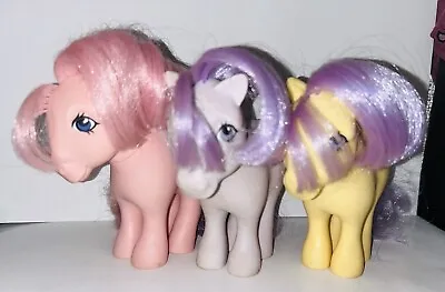 Vintage 1980's My Little Pony G1 Lemon Drop Cotton Candy & Blossom Lot Of 3 • $17.99