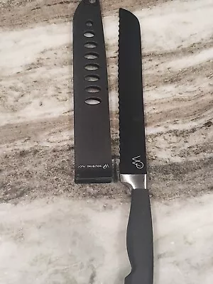 Wolfgang Puck 8 Inch Bread Knife Serrated With Sheath Sleeve Cover Black • $11.99