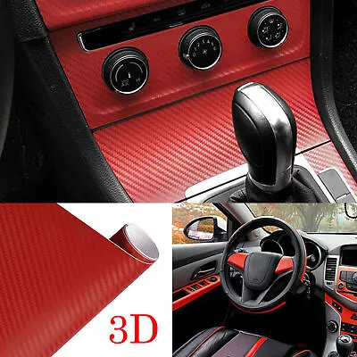3D Car/tablet Red Interior Accessories Panel Carbon Fiber Vinyl Wrap Sticker 100 • $9.35