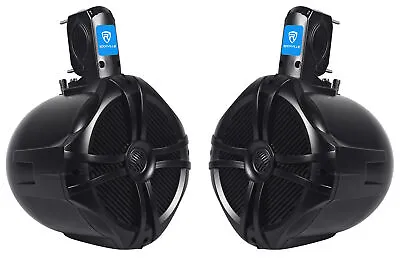 Pair Rockville RWB80B 8  Black 2 Way 600 Watt Marine Wakeboard Tower Speakers • $124.95