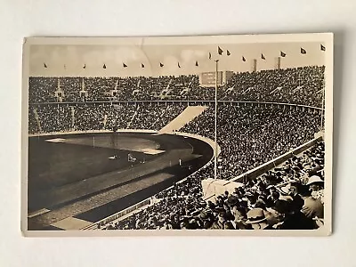 Third Reich B&W Photocard Sports Field Olympic Stadium. To Berlin 16/8/1936 • $16.03