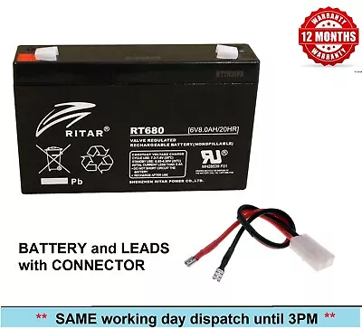 £17.99 • Buy 6V 8ah (7Ah)  BAIT BOAT BATTERIES WITH SLIP-ON 4.8MM LEADS For MICRO/TECHNICAT