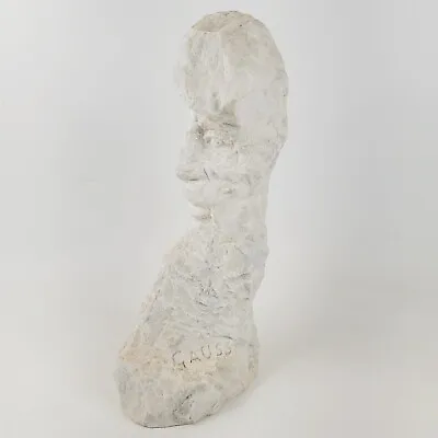 Eugene Guass Marble Sculpture Abstract Man's Face Head MCM 16  Tall 1974 • $699.95
