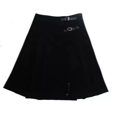 Tartanista Womens 23   - 59cm Black Scottish  Wraparound Tartan Midi Kilt Skirt • $33.51
