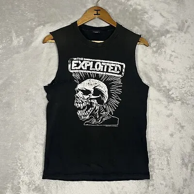 Vintage The Exploited Cut Off Skull Punk Band T-Shirt Men’s Size Medium Black • $49.99