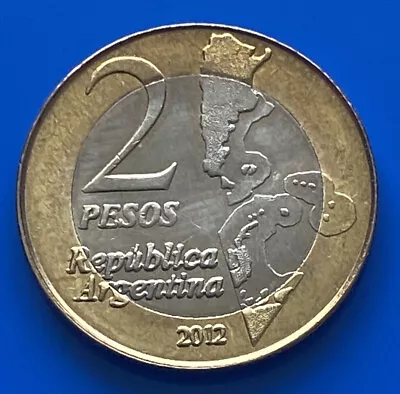 2012 ARGENTINA COIN 2 PESOS MALVINAS BI-METALLIC -Uncirculated • $7.50