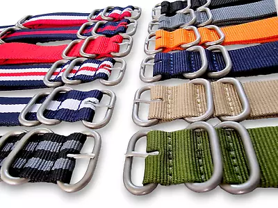 NATO BUY ONE GET ONE FREE Zulu Heavy Duty Nylon Watch Strap Band 18mm 20mm 22mm • £8.95