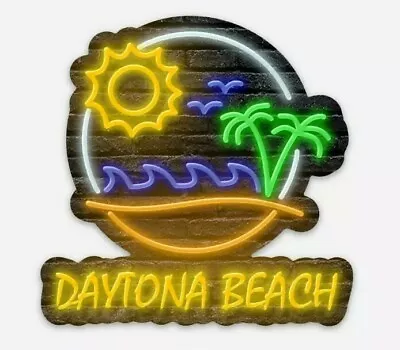 Daytona Beach STICKER - Neon Look Miami Vice Premium Vinyl • $5.49