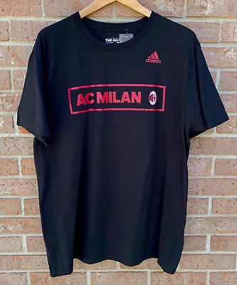 NWT Adidas The Go-To Tee AC Milan Soccer Logo Shirt Black Red Men’s Large • $22